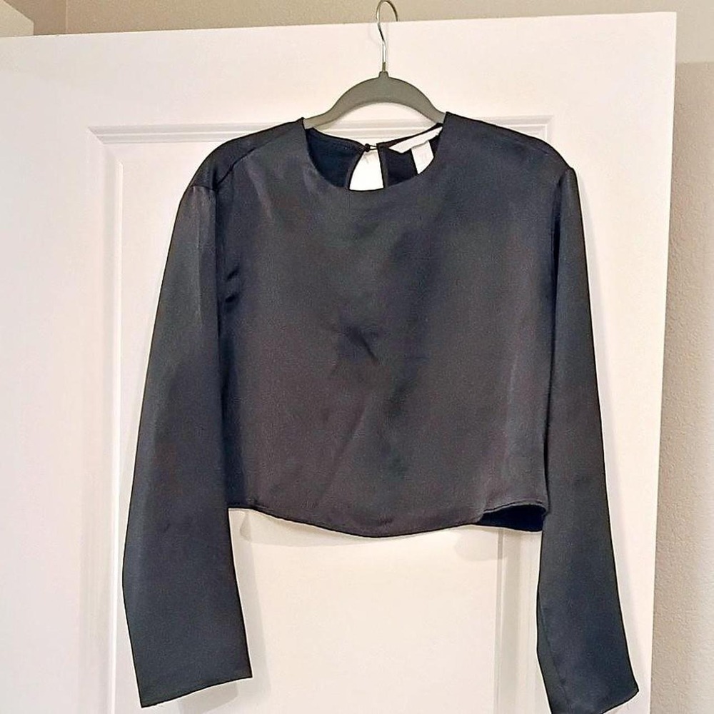 'H&M black satin blouse